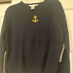 Nwt Jones New York   Large Sweater Womens Knit Button Embroidered Anchor Blue